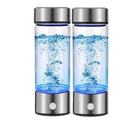 2 Pack Portable Hydrogen Water Bottle Generator, Hydrogen Water Ionizer Machine Rechargeable, Hydrogen Rich Water Glass Health Cup for Home Travel 420ml
