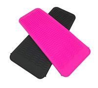 2 Pack Portable Styling Heat mat, Heat Resistant Silicone Mat Pouch,Curling Iron pad Cover, Hair Straightener Travel Bag Case, for Flat Iron, Curler Wand, Hot Waver, Salon Tools (Black and Pink)