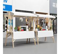 2 Pack Portable Wooden Market Stall Display Stand47in & 59in Folding Kiosk Booth for Outdoor Vendors Food Parties Small Business Farmers Market & Promotions (White 150x6)