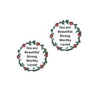 2-Pack Positive Affirmation Pins - 'You Are Beautiful, Strong, Worthy, Loved' Inspirational Floral Brooches - Alloy Motivational Gifts for Women, Encouragement Accessories"