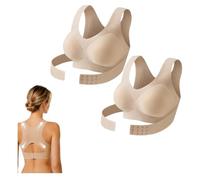 2 Pack Posture Correcting Bra for Women Full Coverage Seamless Front Closure Cross-Back Anti Sagging Bras Breathable Shaping Adjustable Waist Support Wireless Posture Underwear Brasieres