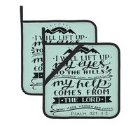 2 Pack Pot Holders for Kitchen,Christian Bible Verse Heat Resistant Potholders with Hanging Loop Pockets,Oven Hot Pads Cloth Microwave Pot Holder for Cooking,Camping,Baking