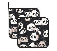 2 Pack Pot Holders for Kitchen Heat Resistant Potholder for Countertops Funny Panda Oven Hot Holders Set Washable Trivet Potholders for Cooking Baking 8" Hot Pad
