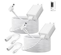 2-Pack Power Adapter Charger Cable Compatible with Ring Stick Up Cam Battery/Plug-in 3rd Gen/2nd Gen & Ring Pan Tilt Stick Up Camera, Indoor/Outdoor Weatherproof Power Cord (4m/13.1ft) White