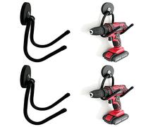 2 Pack Power Drill Organizer and Holder - Magnetic Tool Racks, Garage Tool Storage, Heavy Duty Large Magnet Utility Hooks with Rubber Coating, No Scratches