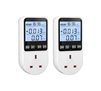 2 Pack Power Usage Monitor with LCD Backlight - Energy Meter with 8 Modes & Overload Sound Alarm - Socket KWH Amp Volt Watt Plug