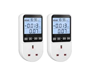 2 Pack Power Usage Monitor with LCD Backlight - Energy Meter with 8 Modes & Overload Sound Alarm - Socket KWH Amp Volt Watt Plug