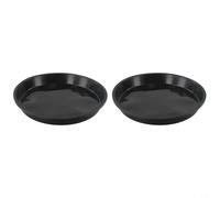 2-Pack PP Plastic Plant Saucer Trays for Indoor Pots - Round Drainage Catcher, UV-Resistant, Fits 4/6/7/8/10 Inch Pots, Black(8 inch)