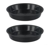 2-Pack PP Plastic Plant Saucers for Indoor Pots - Round Drainage Trays, UV-Resistant & Wear-Resistant, Fits 4/6/7/8/10 Inch Pots (Black)(4 inch)