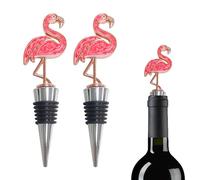 2 Pack Practical Flamingo Wine Bottle Stoppers, Reusable Alloy Wine Stopper for Still Wine Beer and Spirits, Decorative and Playful Bottle Stopper for Wine Bottles Home Party Wedding Celebration