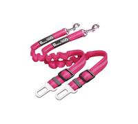2 Pack Premium Car Seat Belt for Dogs Cats Pets, Adjustable Safety Heavy Duty Elastic Lead Harness for Cars with Elastic Nylon Bungee Buffer (Pink)