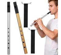 2-Pack Premium D Key Irish Tin Whistle - 6-Hole Penny Whistle for Traditional Celtic & Folk Music, Ideal for Beginners to Experts (Gold & Silver)