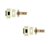 2 Pack Premium Double Sprung Tubular Latches - 78mm in Polished Brass and Satin Chrome Finish