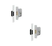2 Pack Premium Euro Profile Deadlocks for Enhanced Security - 76mm Satin Chrome - Lock and Key