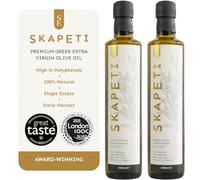 2 Pack - Premium Extra Virgin Olive Oil - High Polyphenols - November Early Harvest - Cold Pressed - Single Estate Greek EVOO Low Acidity Unfiltered 100% Natural Award-Winning Taste & Quality 2X500ml