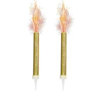 2-Pack Premium Gold Ice Fountain Cake Sparklers - 12cm Indoor Safe Sparkler Candles - 30-Second Burn, Smokeless Spark Fountain for Cakes, Bottles, Birthdays & Weddings