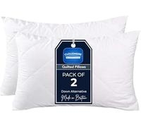 2 Pack Premium Hotel Quality Pillows - Quilted Cover & Soft Hollowfibre Filling - Down Alternative Bed Pillows for Back, Side & Stomach Sleepers - Plush & Supportive