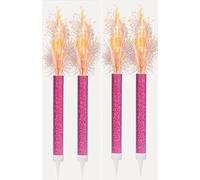 2-Pack Premium Pink Ice Fountain Cake Sparklers - 12cm Indoor Safe Sparkler Candles - 30-Second Burn, Smokeless Silver Spark Fountain for Cakes, Bottles, Birthdays & Events