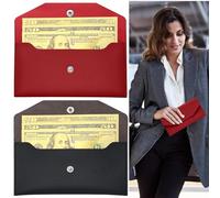 2-Pack Premium PU Leather Budget Organizers - Slim Money Envelopes for Cash/Coins, Professional Finance Wallets for Students/Office Workers (Unisex Design)