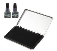 2 Pack Premium Stamp Pad Extra Large Size 6" x 8", Felt Pad Black Color(2 Bottles Ink Included)