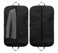 2 Pack Premium Suit Bags for Men & Women, Black Garment Bags with Handles & Full Zipper, Breathable Dust Covers for Clothes Storage Travel, Foldable Suit Carrier for Coats, Dresses Jackets (2)