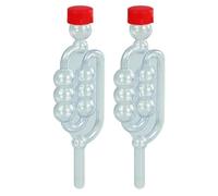 2 Pack Premium Twin Pack Plastic Bubbler Airlock, Clear with Red Cap, 3-Bubble Design for Home Brewing and Wine Making.
