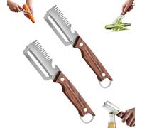 2 Pack Premium Vegetable Peeler with Wooden Handle and Bottle Opener,Multi-Functional Vegetable Peeler for Kitchen Peelers for Potatoes,Carrots,Apples,Pumpkins & Papayas