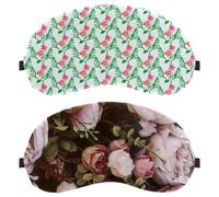 2 Pack Pretty Wedding Flowers Sleep Mask, Completely Block Out Light Eye Mask for Side Sleeper, Zero Eye Pressure Night Blindfold, Adjustable Eye Shade Cover