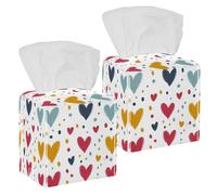 2 pack pring colored hearts and dots (9) Tissue Box Holder on Table and Barth room