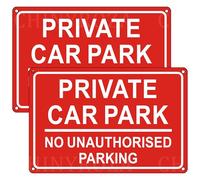 2 Pack Private Car Park No Unauthorised Parking Sign Aluminum Reflective 30 × 20cm (A4)