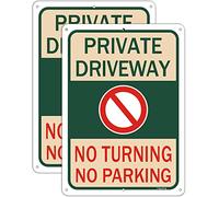 2 pack Private Driveway Signs No Parking Signs No Turning Sign 14 x 10 Inches Metal Reflective Sturdy Rust Aluminum Weather Resistant Waterproof Durable Ink Easy to Install