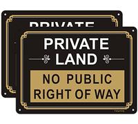 2 pack Private Land No Public Right Of Way Signs Private Signs 10 x 7 Inches Metal Reflective Sturdy Rust Aluminum Weather Resistant Waterproof Durable Ink Easy to Install