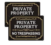 2 Pack Private Property No Trespassing Sign, 25 x 18 cm Rust Free Aluminum Sign, Weather Resistant, Waterproof, Durable Ink, Easy to Install
