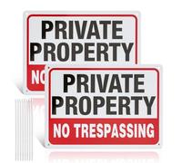 2 Pack Private Property No Trespassing Signs Metal 10"x 7" Private Property Signs Outdoor No Trespassing Reflective Private Property Sign with 8 Zip Ties Rust Free Weatherproof Indoor and Outdoor Use