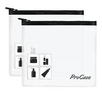 2 Pack ProCase Clear Travel Toiletry Bag TSA Approved, Airport Security Liquids Bag Transparent Wash Bag Large Plastic Cosmetic Makeup Bag for Liquids Cosmetics Electrics Container