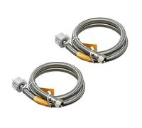 [2-Pack] PROCURU 12-Inch (1Ft) Universal Toilet Connector, 3/8"C x 7/8"BC, Flexible Stainless Steel Braided Suppy Line, LF Certified Safe (9ST12-2P)