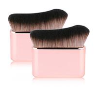 2 Pack Professional Body Makeup Brush High Density Face Kabuki for Blending Liquid Foundation Highlighter Bronzer Shimmer Glow Concealers Cream Powder