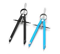 2 Pack Professional Metal Locking Compass for Geometry, Compass Drawing, Spring Bow Drafting Tool, Precision Drawing Math Compass with Lead Replacement for School Art Woodworking