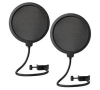 2-Pack Professional Microphone Pop Filter, Double Layer Windscreen with Flexible 360° Gooseneck & Sturdy Clamp, Eliminates Pops & Breath Noise for Crystal Clear Recording, Compatible with Blue Yeti
