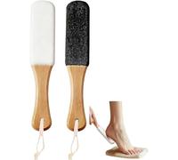 2-Pack Professional Pedicure Foot File with Wooden Handle & Pumice Stone, Callus Remover for Dead Skin, Dry Rough Feet, Cracked Heels and Corns, Wet/Dry Use (White&Black)