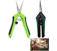 2 Pack Professional Pruning Shears, Straight Tip Gardening Trimming Scissor Spring-Loaded Craft Shears with Stainless Steel Blades Slide Lock and Anti-Slip Grip for Fruit Branch, Hedge, Bouquet, Plant