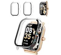 2-Pack Protective Case Cover Compatible with Haulvean 1.85" Smartwatch, Hard PC Shell & 9H Tempered Glass Screen Protector - Shockproof, Scratch-Resistant, Full Coverage (Clear)