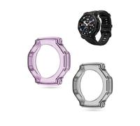 2-Pack Protective Case for Amazfit T-Rex 3 Pro 48mm Smartwatch,toergy Soft TPU Bumper Cover - Anti-Scratch, Shockproof, Ultra-Thin Fit, Transparent Purple & Transparent Black