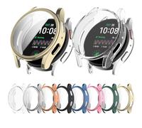 [2 Pack] Protective Case for Samsung Galaxy Watch 7 40 44mm Case, Soft TPU Protective Cover, Shockproof All-Around Bumper for Galaxy Watch 7 Smartwatch Case (Clear White+Gold, 44mm)