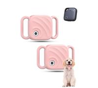 (2 Pack) Protective Case for UGREEN FineTrack SmartTag,Soft Silicone for Dog & Cat Collars,Powfix Water-Resistant & Anti-Scratch Tracker Cover,for Pet Collars, Bags & Luggage,Pink
