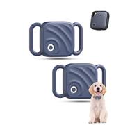 (2 Pack) Protective Case for UGREEN FineTrack SmartTag,Soft Silicone for Dog & Cat Collars,Powfix Water-Resistant & Anti-Scratch Tracker Cover,for Pet Collars, Bags & Luggage,Blue