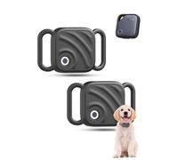 (2 Pack) Protective Case for UGREEN FineTrack SmartTag,Soft Silicone for Dog & Cat Collars,Powfix Water-Resistant & Anti-Scratch Tracker Cover,for Pet Collars, Bags & Luggage,Black