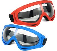 2 Pack Protective Goggles / Safety Glasses / Motorcycle Eyewear with Bandanas - Compatible with Nerf Game Battle for Kids (Red+Blue)
