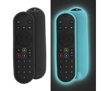 2 Pack Protective Remote Cover for Sky Q Box Remote Control, Also for Sky Glass/Stream TV Remote Case - Shockproof, Anti-Lost with Strap - Black+Glow Blue