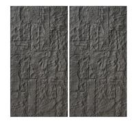 2-pack PU Indoor Outdoor Stone Wall Panels, 24" X 47" Background Wall Paneling Faux Stone Texture, 3D Accent Wall Decor Realistic Rock Look(Black)